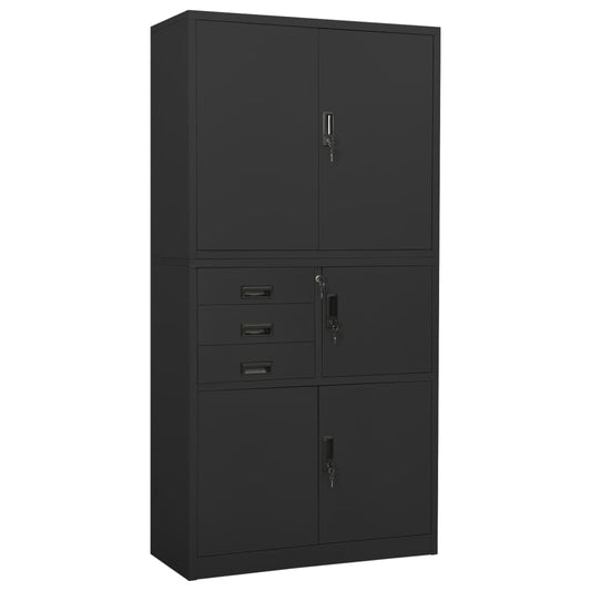 vidaXL Ντουλάπα Γραφείου Ανθρακί 90 x 40 x 180 εκ. Ατσάλινη