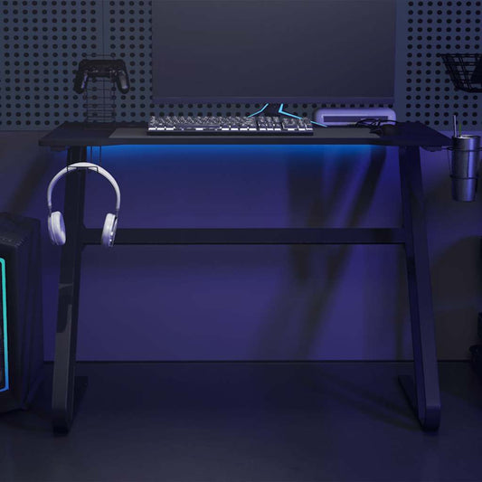 vidaXL Γραφείο Gaming Μαύρο 110 x 60 x 75 εκ. με Πόδια σε Σχήμα ΖΖ