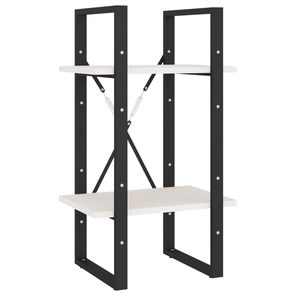 vidaXL Βιβλιοθήκη με 2 Ράφια Λευκή 40x30x70 εκ. από Μασίφ Ξύλο Πεύκου