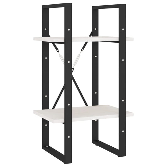 vidaXL Βιβλιοθήκη με 2 Ράφια Λευκή 40x30x70 εκ. από Μασίφ Ξύλο Πεύκου