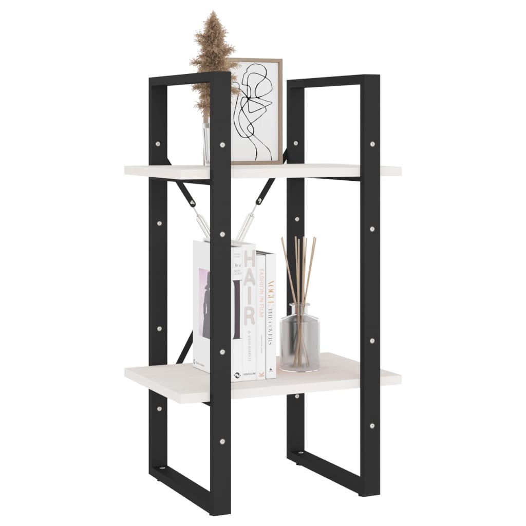 vidaXL Βιβλιοθήκη με 2 Ράφια Λευκή 40x30x70 εκ. από Μασίφ Ξύλο Πεύκου