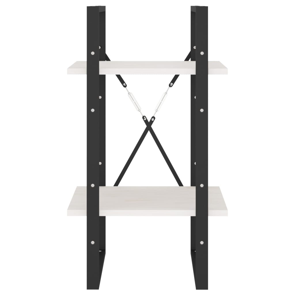 vidaXL Βιβλιοθήκη με 2 Ράφια Λευκή 40x30x70 εκ. από Μασίφ Ξύλο Πεύκου