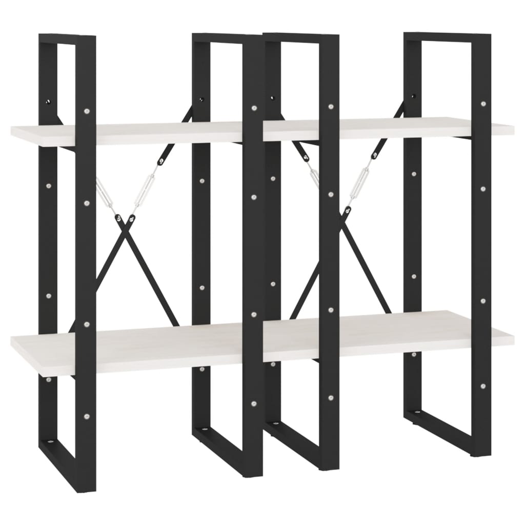 vidaXL Βιβλιοθήκη με 4 Ράφια Λευκή 40x30x140 εκ. από Μασίφ Ξύλο Πεύκου