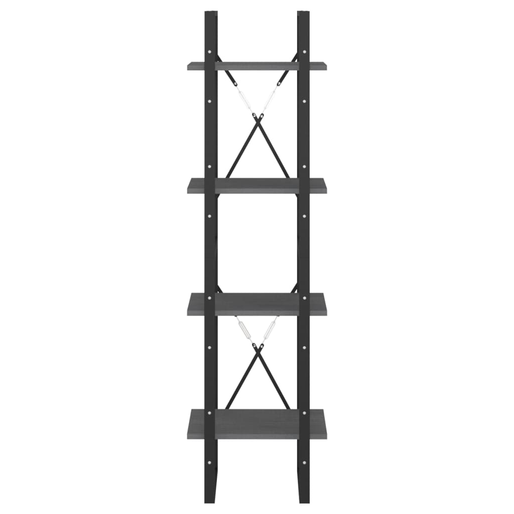 vidaXL Βιβλιοθήκη με 4 Ράφια Γκρι 40x30x140 εκ. από Μασίφ Ξύλο Πεύκου