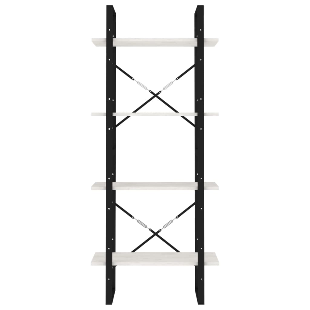 vidaXL Βιβλιοθήκη με 4 Ράφια Λευκή 60x30x140 εκ. από Μασίφ Ξύλο Πεύκου