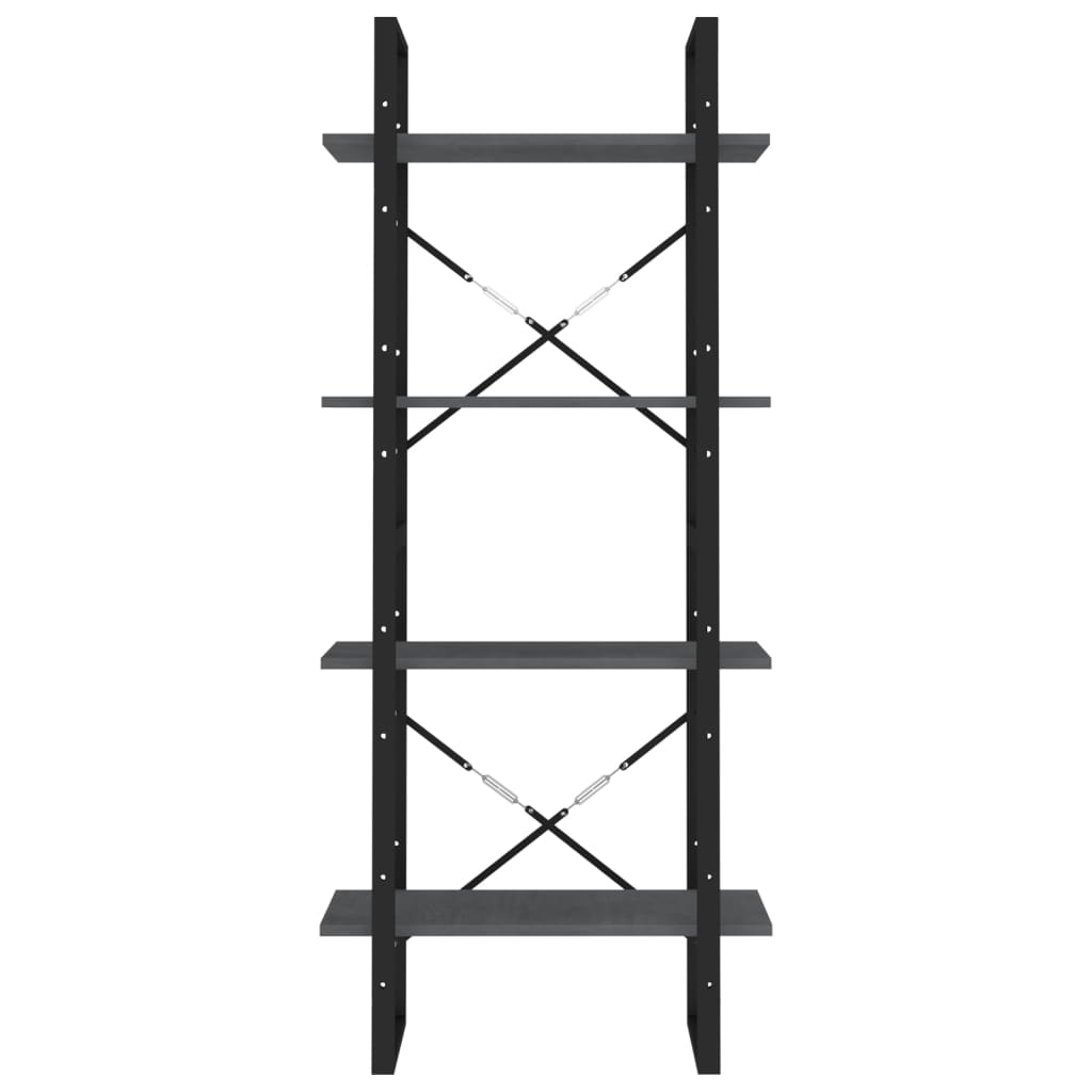 vidaXL Βιβλιοθήκη με 4 Ράφια Γκρι 60x30x140 εκ. από Μασίφ Ξύλο Πεύκου