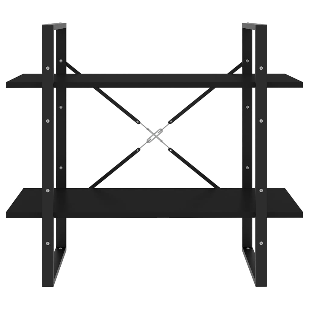 vidaXL Βιβλιοθήκη με 2 Ράφια Μαύρη 80 x 30 x 70 εκ. από Επεξ. Ξύλο