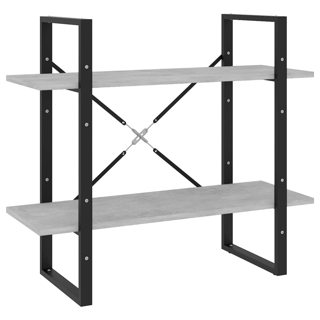 vidaXL Βιβλιοθήκη με 2 Ράφια Γκρι Σκυρ. 80 x 30 x 70 εκ. Επεξ. Ξύλο