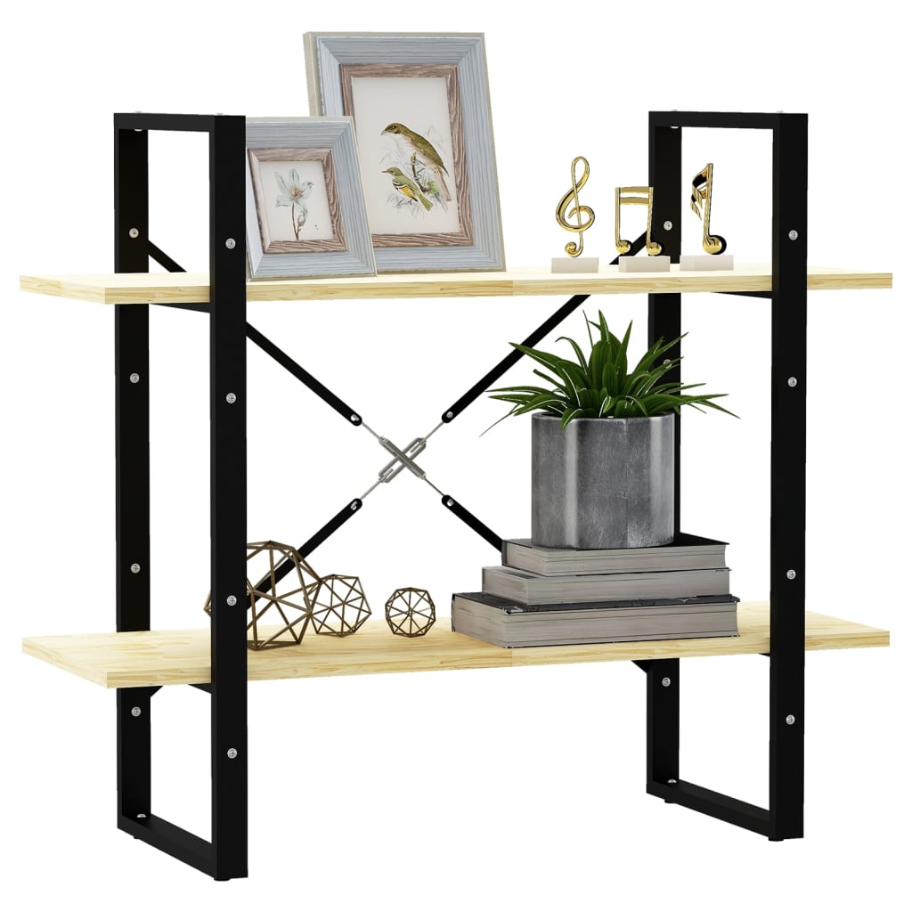 vidaXL Βιβλιοθήκη με 2 Ράφια από Μασίφ Ξύλο Πεύκου 80x30x70 εκ.