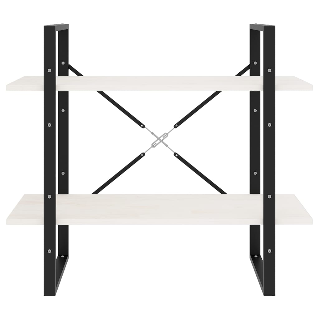 vidaXL Βιβλιοθήκη με 2 Ράφια Λευκή 80x30x70 εκ. από Μασίφ Ξύλο Πεύκου