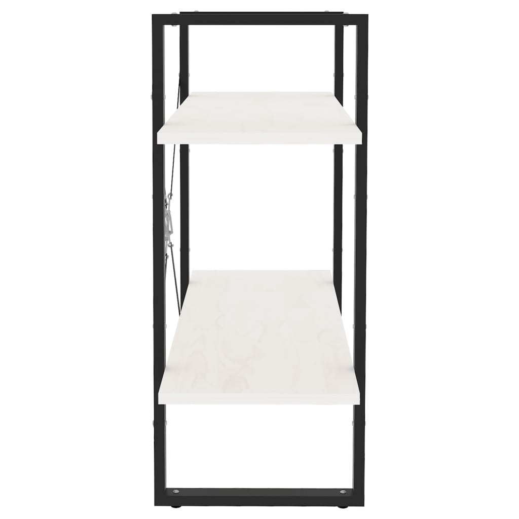 vidaXL Βιβλιοθήκη με 2 Ράφια Λευκή 80x30x70 εκ. από Μασίφ Ξύλο Πεύκου