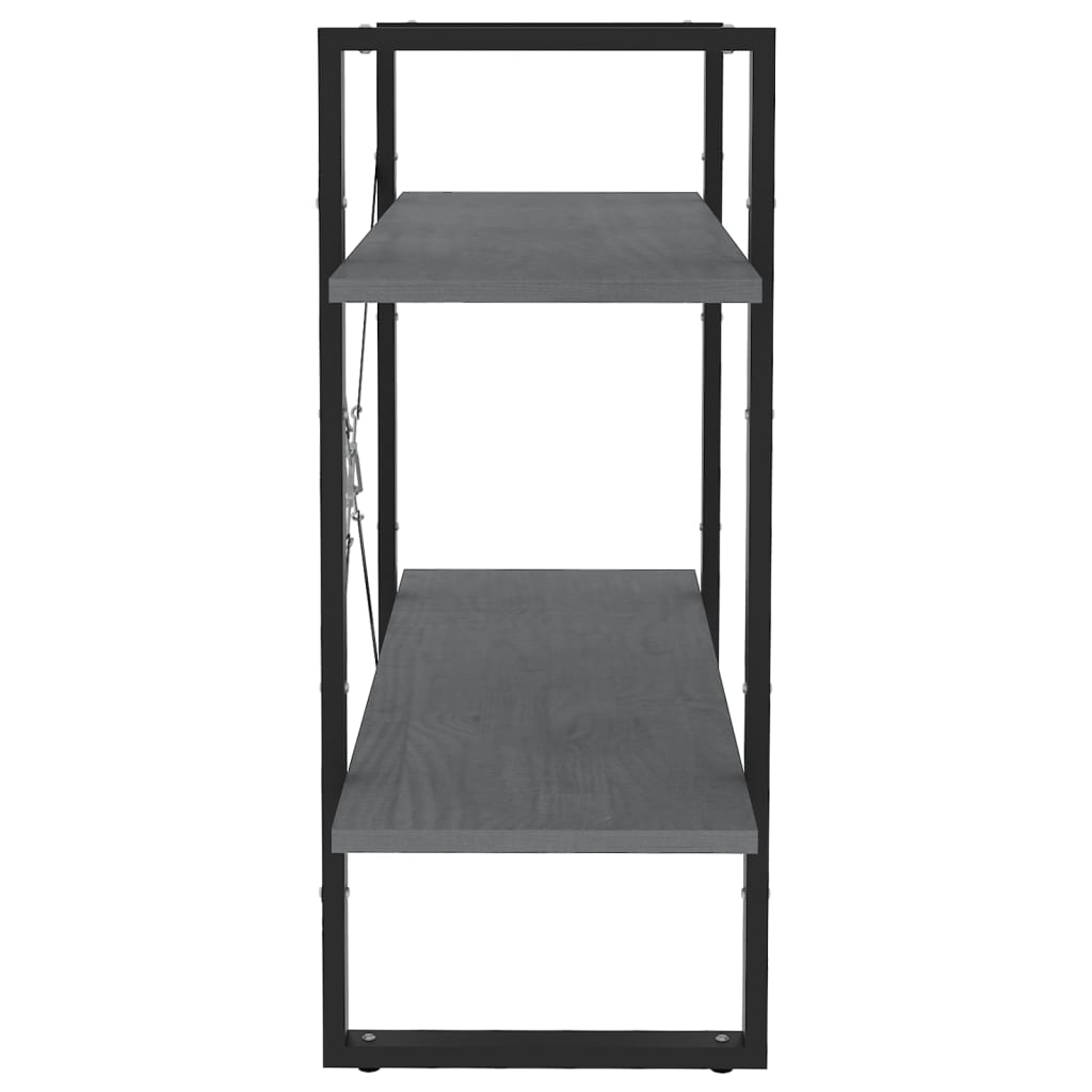 vidaXL Βιβλιοθήκη με 2 Ράφια Γκρι 80 x 30 x 70 εκ. Μασίφ Ξύλο Πεύκου