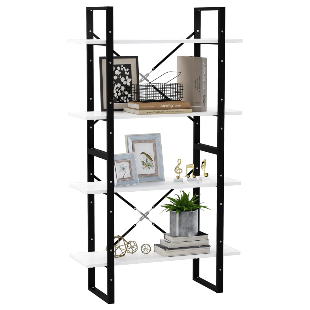 vidaXL Βιβλιοθήκη με 4 Ράφια Λευκή 80 x 30 x 140 εκ. από Επεξ. Ξύλο