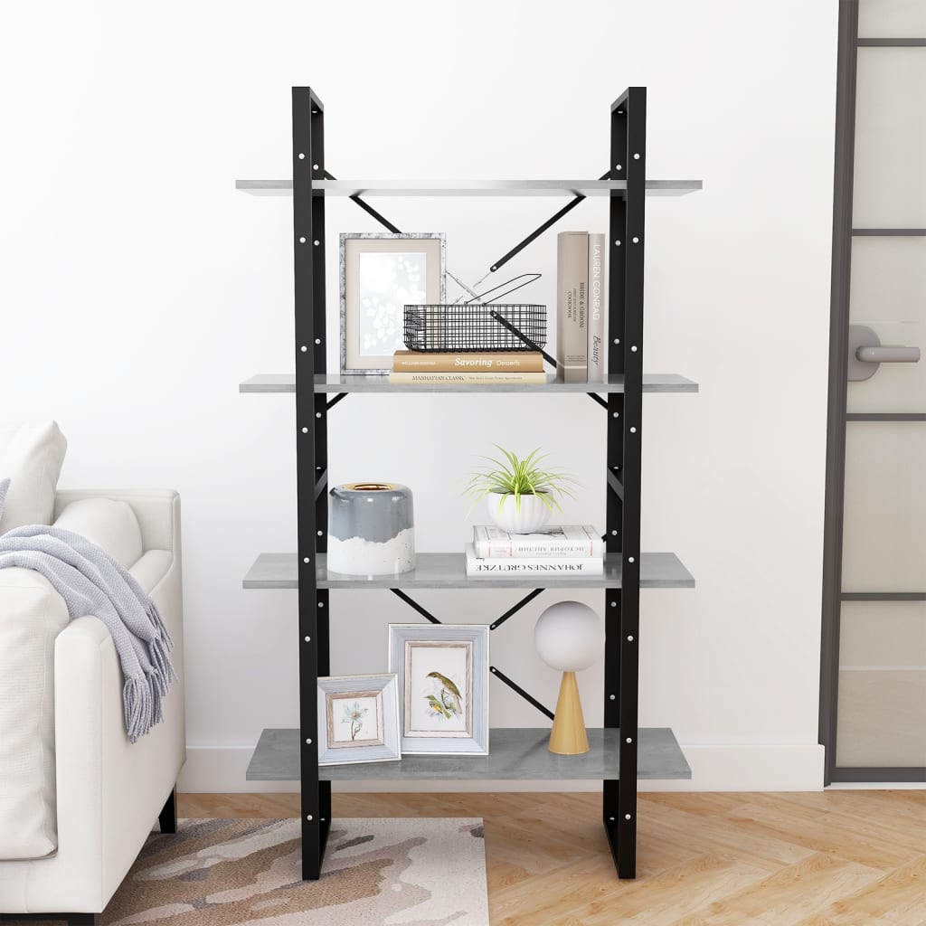 vidaXL Βιβλιοθήκη με 4 Ράφια Γκρι Σκυρ. 80x30x140 εκ. από Επεξ. Ξύλο