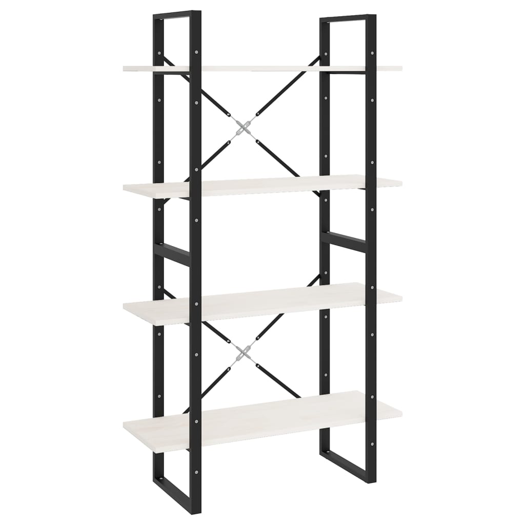 vidaXL Βιβλιοθήκη με 4 Ράφια Λευκή 80 x 30 x 140 εκ. Μασίφ Ξύλο Πεύκου