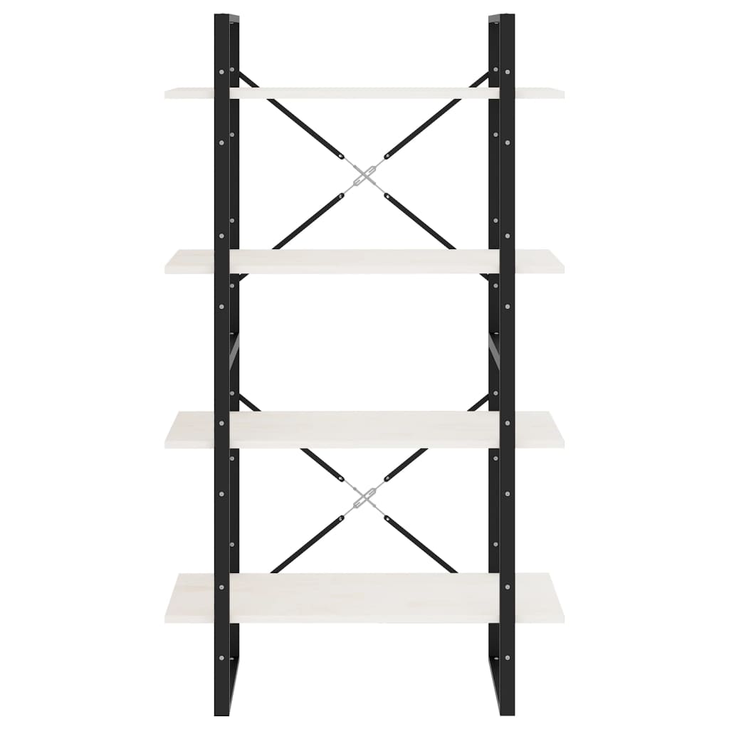 vidaXL Βιβλιοθήκη με 4 Ράφια Λευκή 80 x 30 x 140 εκ. Μασίφ Ξύλο Πεύκου