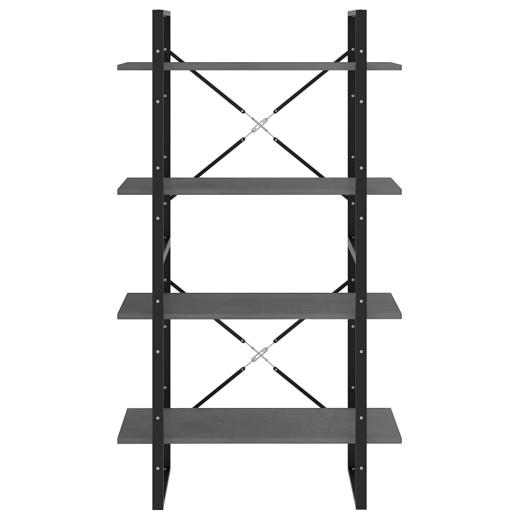 vidaXL Βιβλιοθήκη με 4 Ράφια Γκρι 80 x 30 x 140 εκ. Μασίφ Ξύλο Πεύκου
