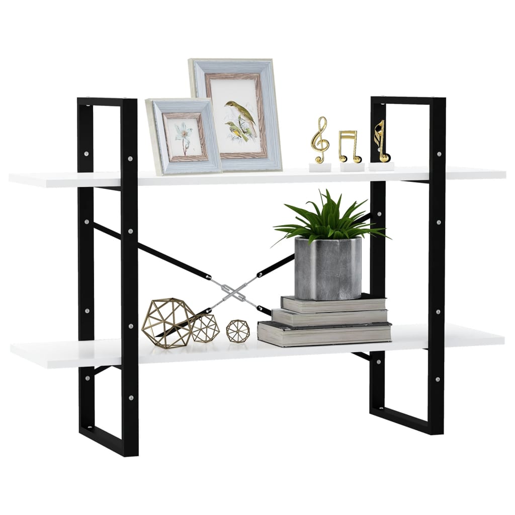 vidaXL Βιβλιοθήκη με 2 Ράφια Λευκή 100 x 30 x 70 εκ. από Επεξ. Ξύλο