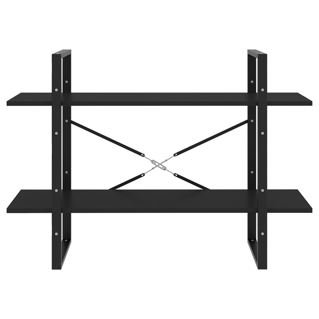 vidaXL Βιβλιοθήκη με 2 Ράφια Μαύρη 100 x 30 x 70 εκ. από Επεξ. Ξύλο