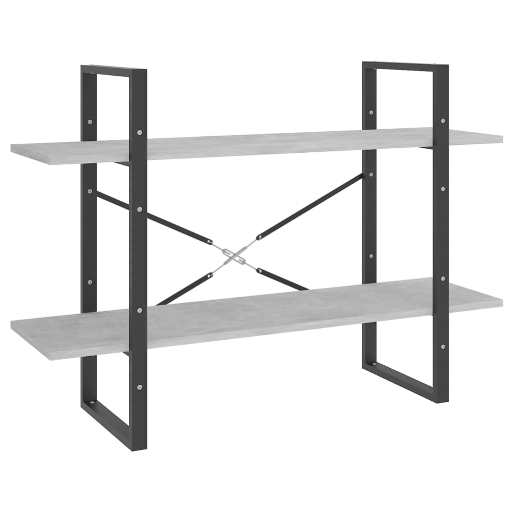 vidaXL Βιβλιοθήκη με 2 Ράφια Γκρι Σκυροδέματος 100x30x70εκ Επεξ. Ξύλο