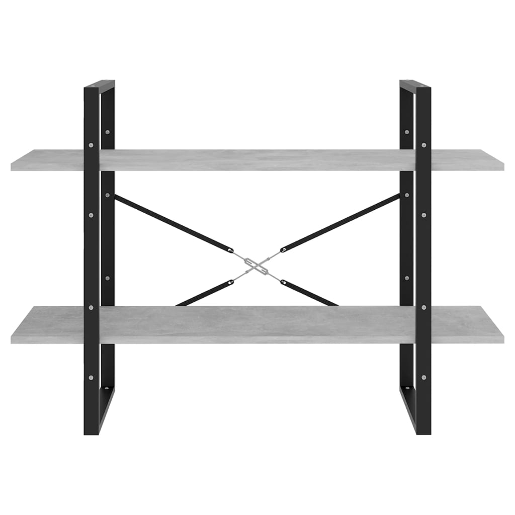 vidaXL Βιβλιοθήκη με 2 Ράφια Γκρι Σκυροδέματος 100x30x70εκ Επεξ. Ξύλο