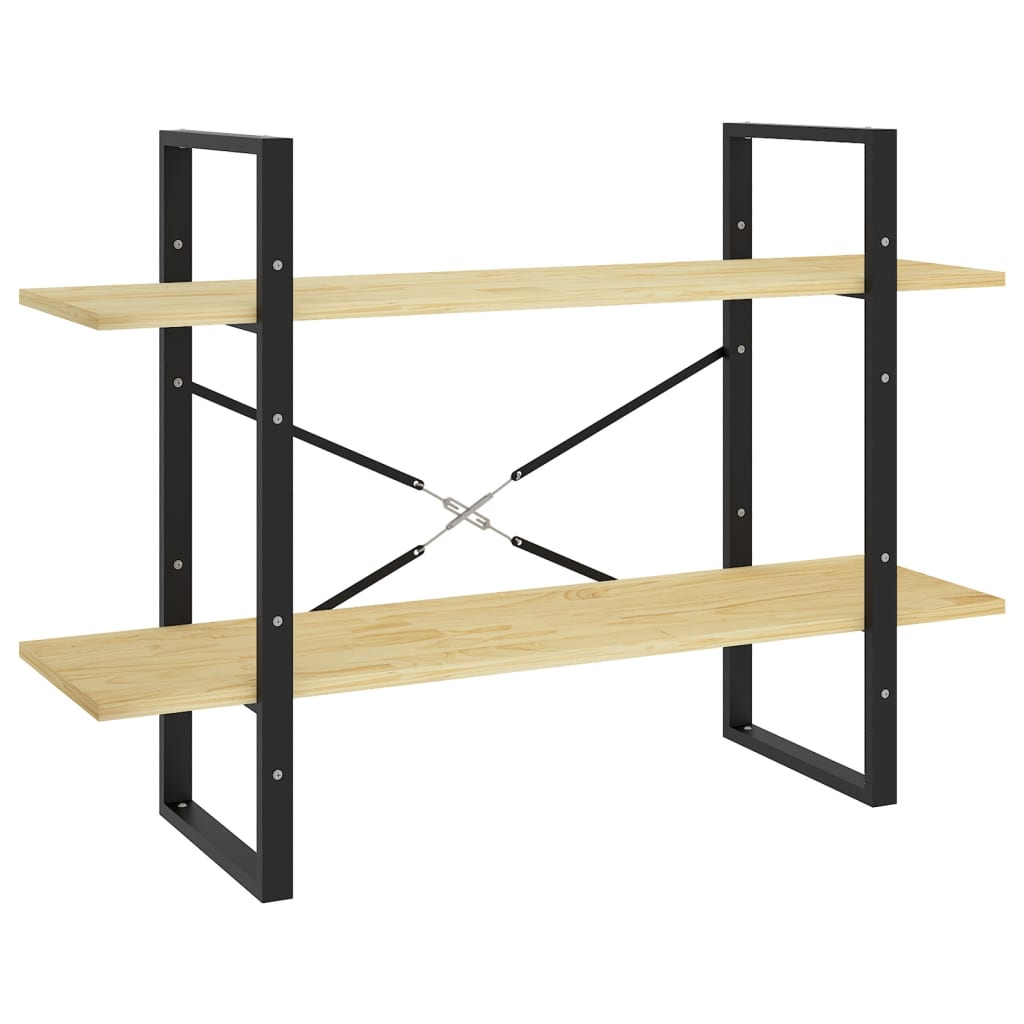 vidaXL Βιβλιοθήκη με 2 Ράφια από Μασίφ Ξύλο Πεύκου 100x30x70 εκ.