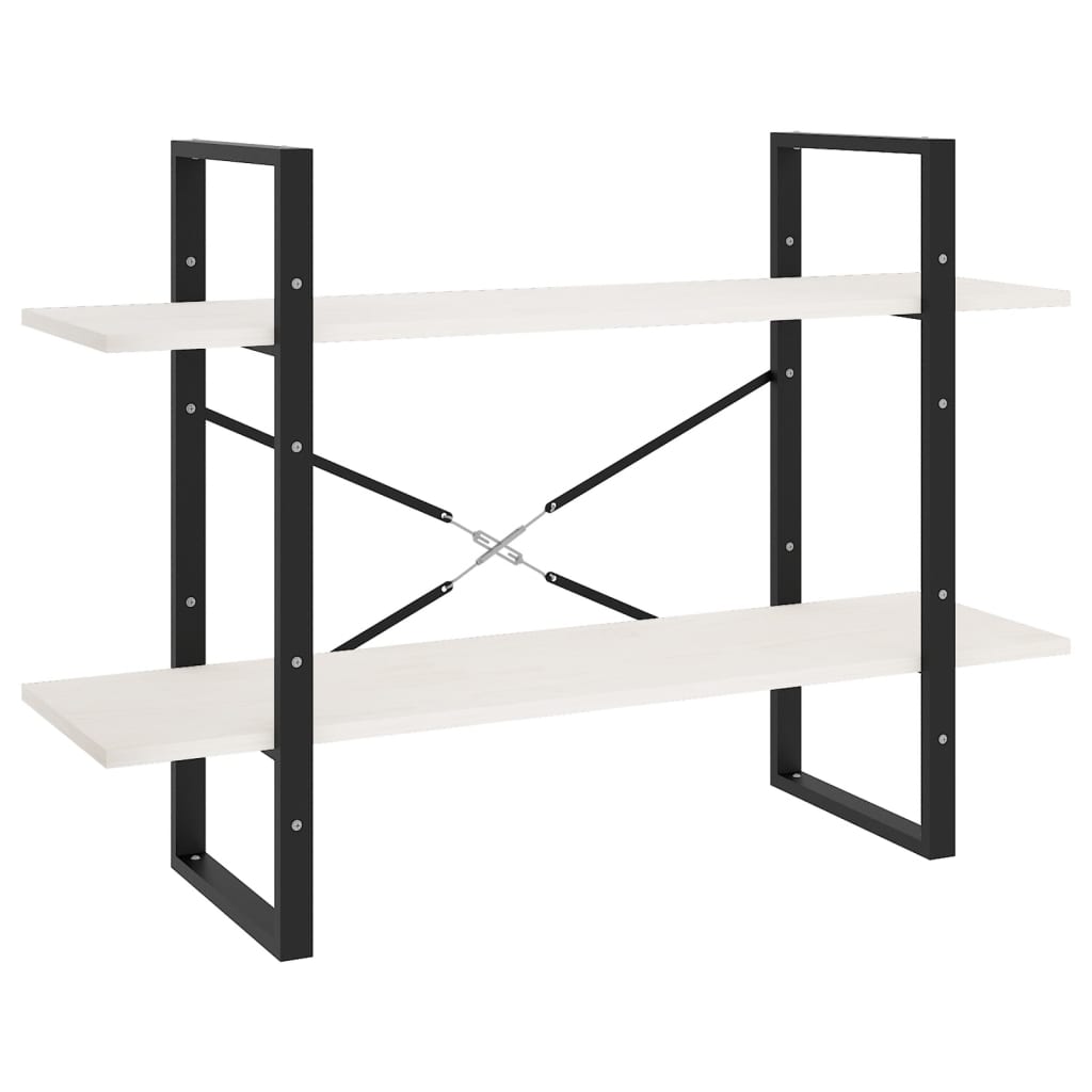 vidaXL Βιβλιοθήκη με 2 Ράφια Λευκή 100x30x70 εκ. από Μασίφ Ξύλο Πεύκου