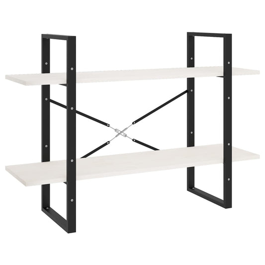 vidaXL Βιβλιοθήκη με 2 Ράφια Λευκή 100x30x70 εκ. από Μασίφ Ξύλο Πεύκου