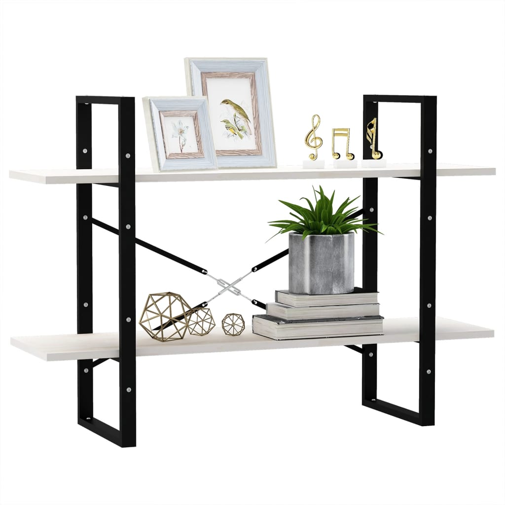 vidaXL Βιβλιοθήκη με 2 Ράφια Λευκή 100x30x70 εκ. από Μασίφ Ξύλο Πεύκου