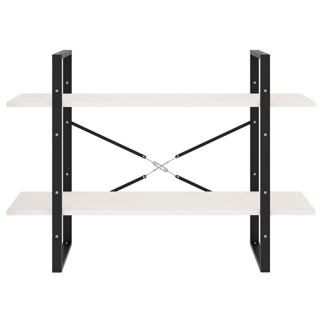 vidaXL Βιβλιοθήκη με 2 Ράφια Λευκή 100x30x70 εκ. από Μασίφ Ξύλο Πεύκου