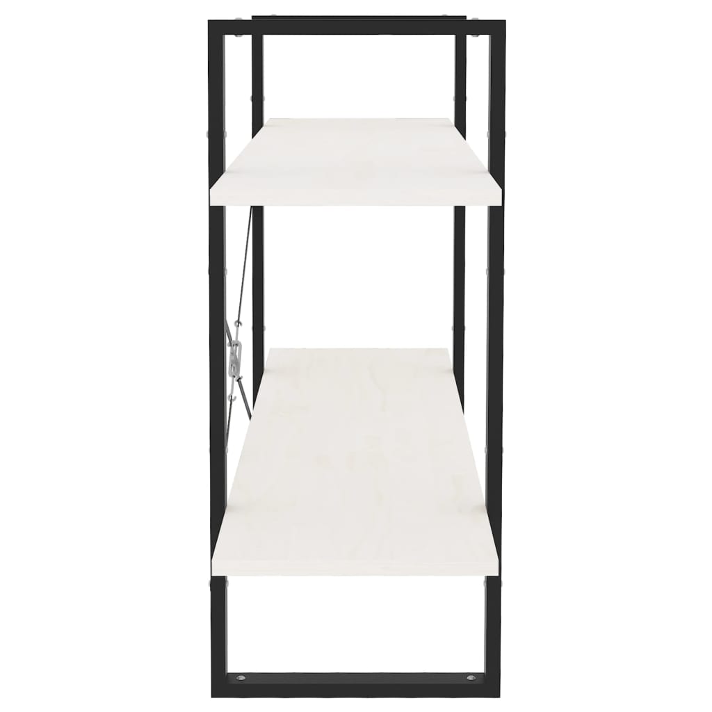 vidaXL Βιβλιοθήκη με 2 Ράφια Λευκή 100x30x70 εκ. από Μασίφ Ξύλο Πεύκου