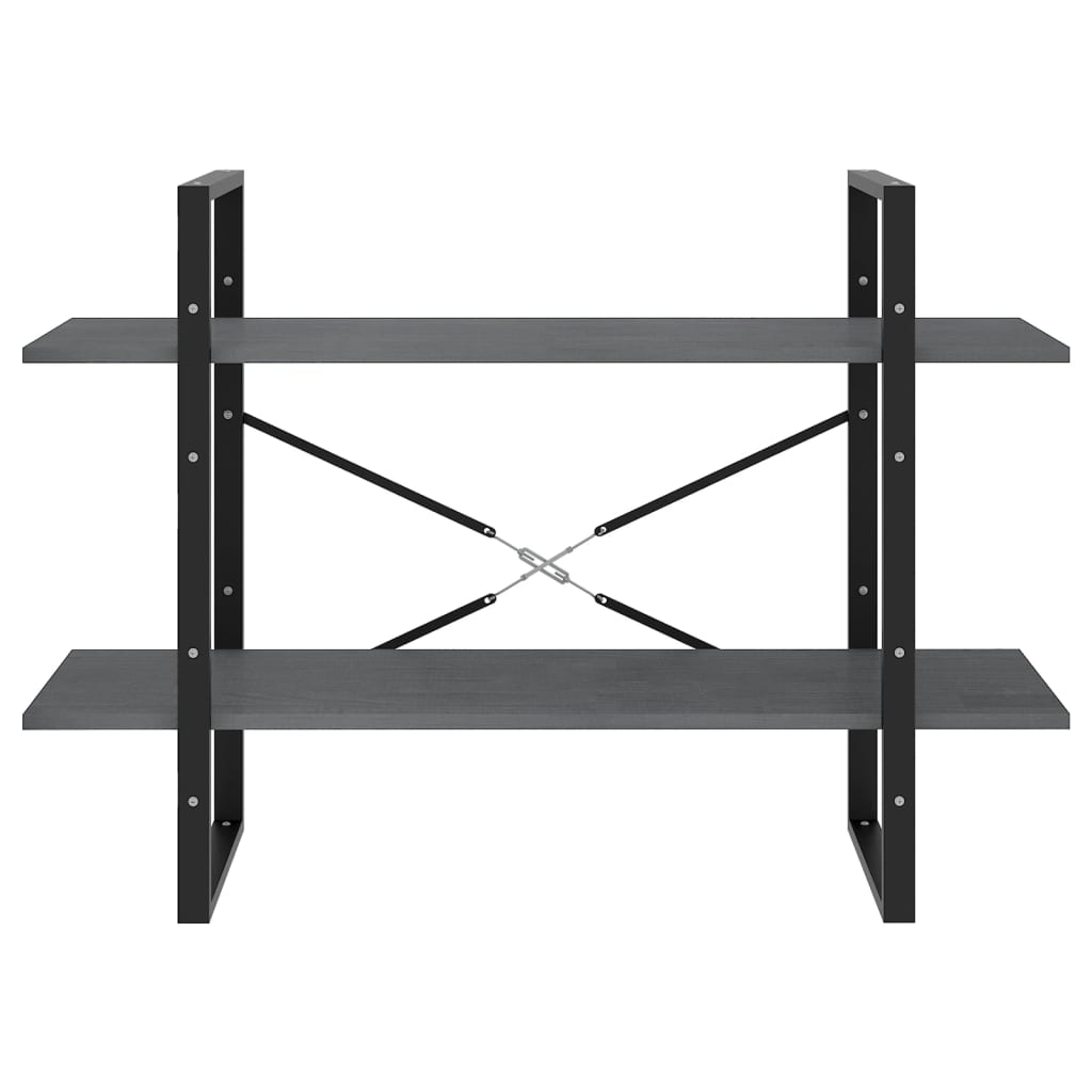 vidaXL Βιβλιοθήκη με 2 Ράφια Γκρι 100x30x70 εκ. από Μασίφ Ξύλο Πεύκου