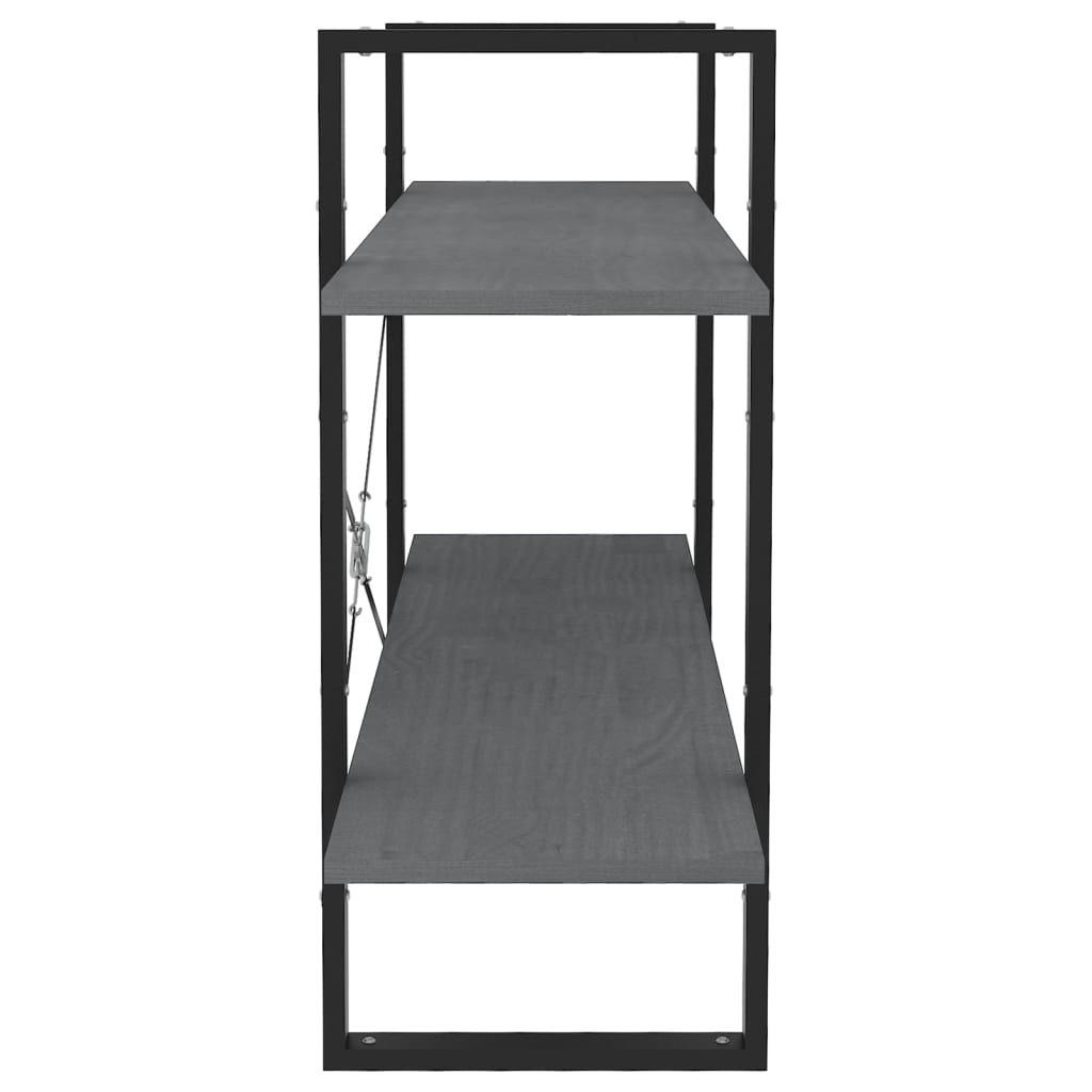 vidaXL Βιβλιοθήκη με 2 Ράφια Γκρι 100x30x70 εκ. από Μασίφ Ξύλο Πεύκου