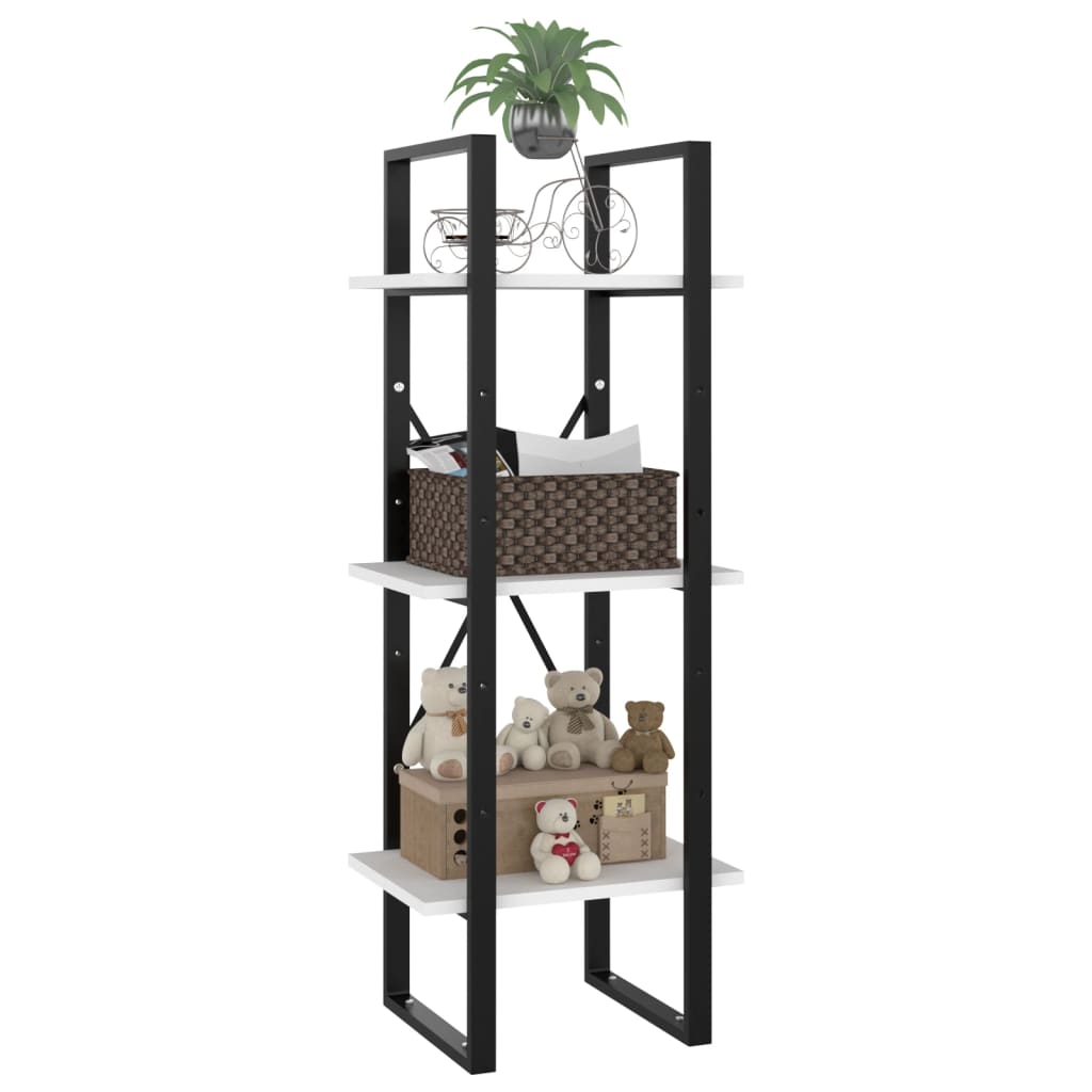 vidaXL Βιβλιοθήκη με 3 Ράφια Λευκή 40 x 30 x 105 εκ. από Επεξ. Ξύλο