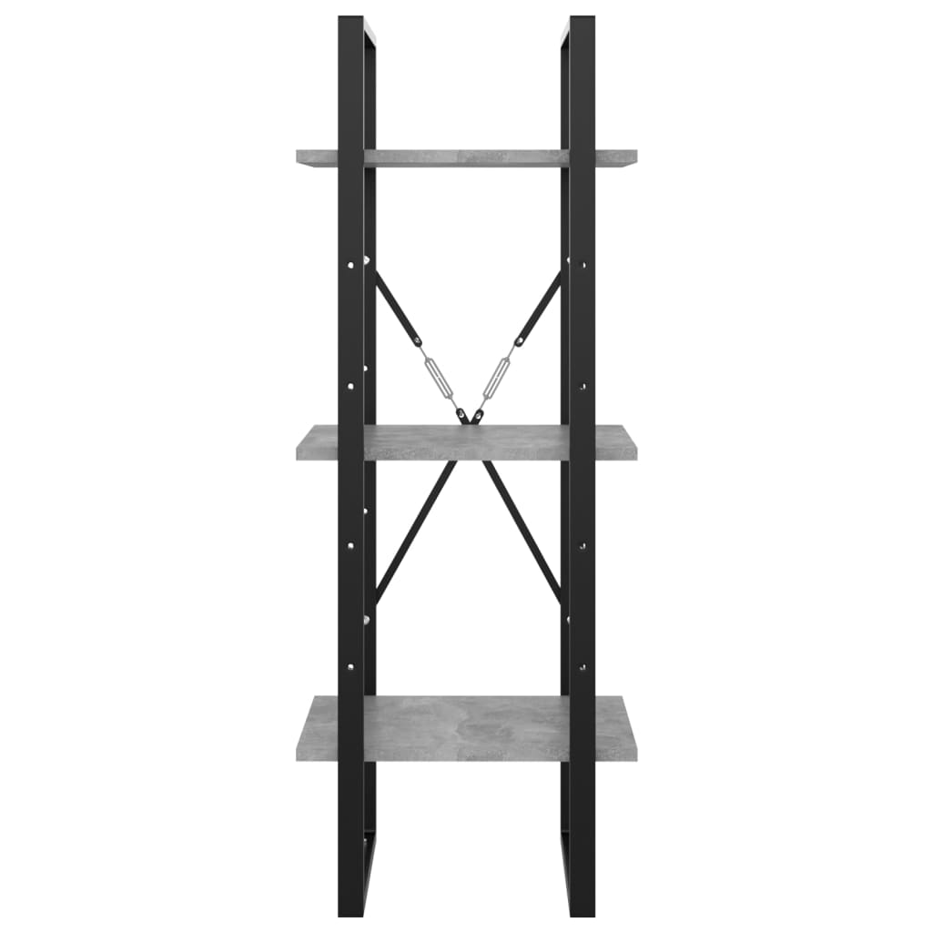 vidaXL Βιβλιοθήκη με 3 Ράφια Γκρι Σκυροδέματος 40x30x105εκ Επεξ. Ξύλο