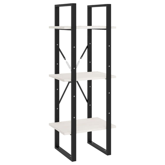 vidaXL Βιβλιοθήκη με 3 Ράφια Λευκή 40x30x105 εκ. από Μασίφ Ξύλο Πεύκου