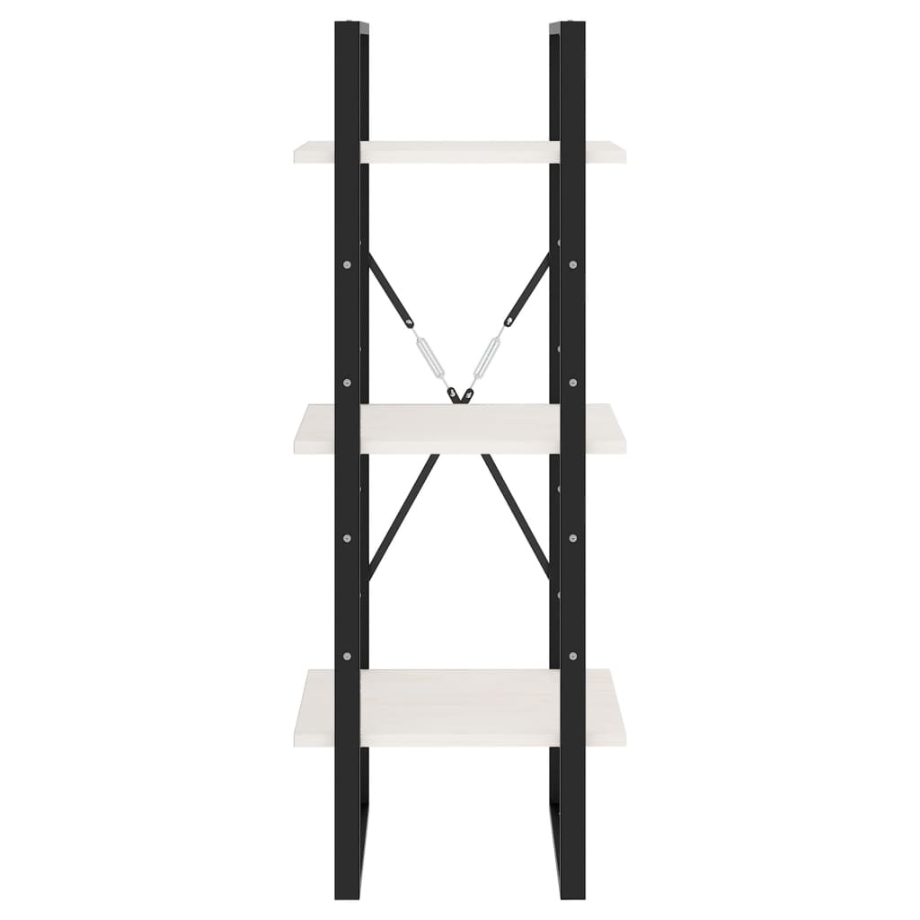 vidaXL Βιβλιοθήκη με 3 Ράφια Λευκή 40x30x105 εκ. από Μασίφ Ξύλο Πεύκου