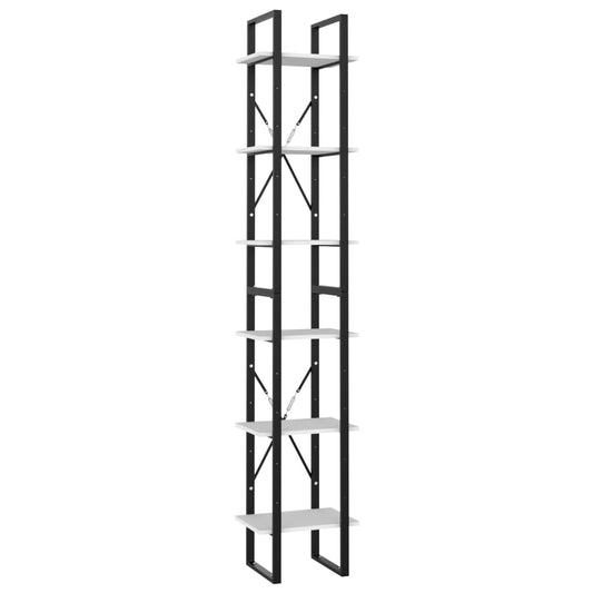 vidaXL Βιβλιοθήκη με 6 Ράφια Λευκή 40 x 30 x 210 εκ. από Επεξ. Ξύλο