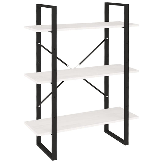 vidaXL Βιβλιοθήκη με 3 Ράφια Λευκή 80x30x105 εκ. από Μασίφ Ξύλο Πεύκου