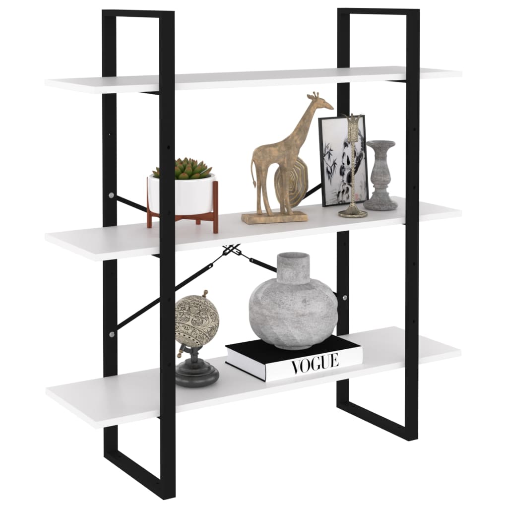 vidaXL Βιβλιοθήκη με 4 Ράφια Λευκή 100 x 30 x 105 εκ. από Επεξ. Ξύλο