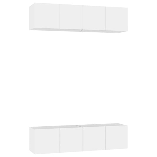 vidaXL Έπιπλα Τηλεόρασης 4 τεμ. Λευκά 60 x 30 x 30 εκ. από Επεξ. Ξύλο