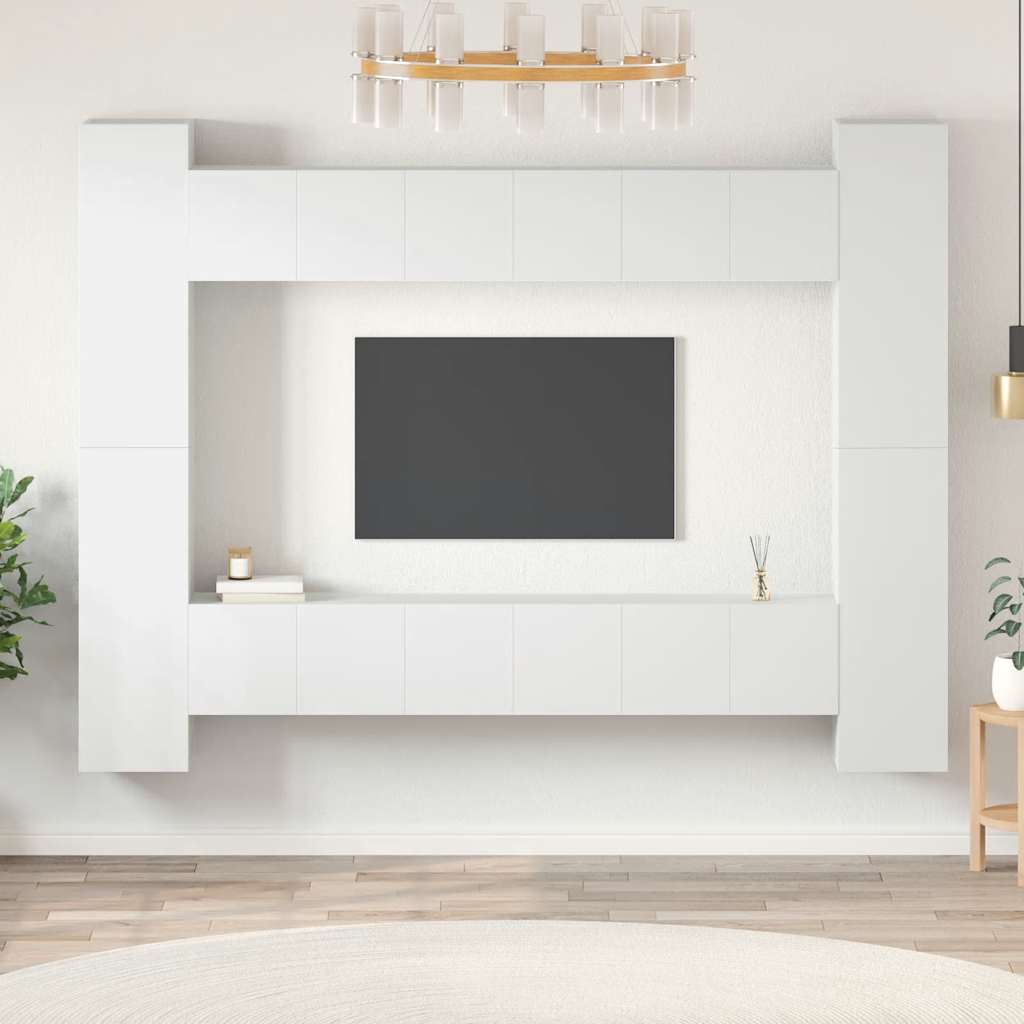 vidaXL Έπιπλα Τηλεόρασης Σετ 10 Τεμαχίων Λευκό από Επεξ. Ξύλο