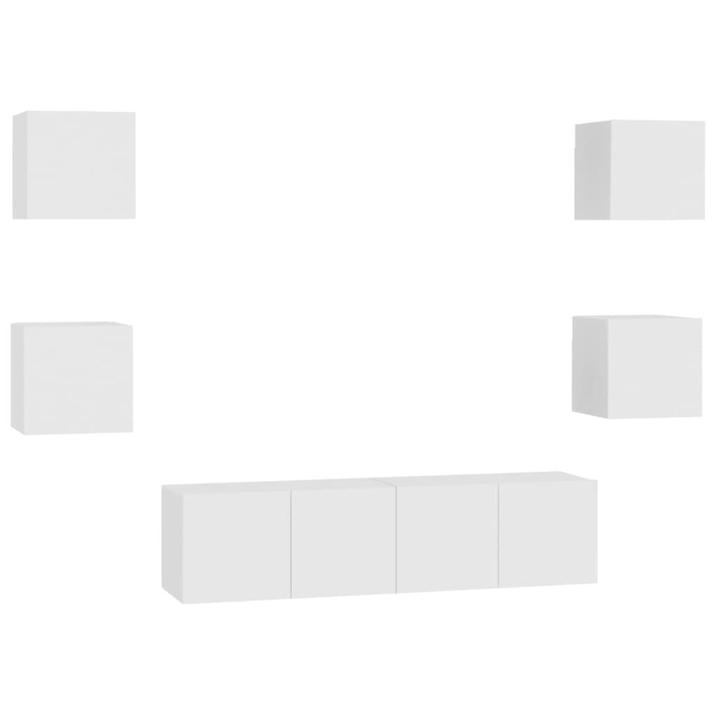 vidaXL Έπιπλα Τηλεόρασης Σετ 6 Τεμαχίων Λευκό από Επεξ. Ξύλο