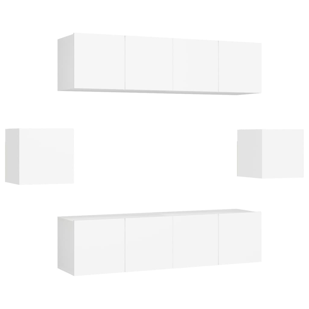 vidaXL Έπιπλα Τηλεόρασης Σετ 6 Τεμαχίων Λευκό από Επεξ. Ξύλο