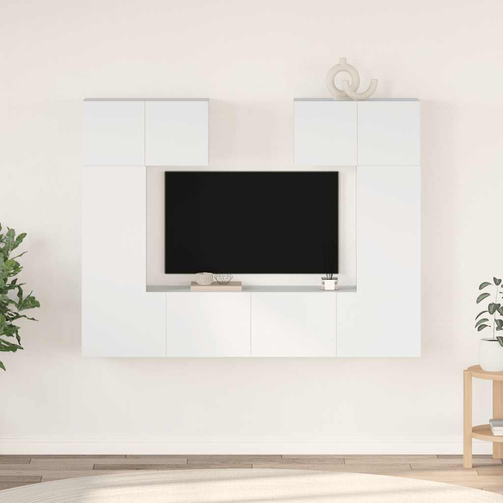 vidaXL Έπιπλα Τηλεόρασης Σετ 6 Τεμαχίων Λευκό από Επεξ. Ξύλο