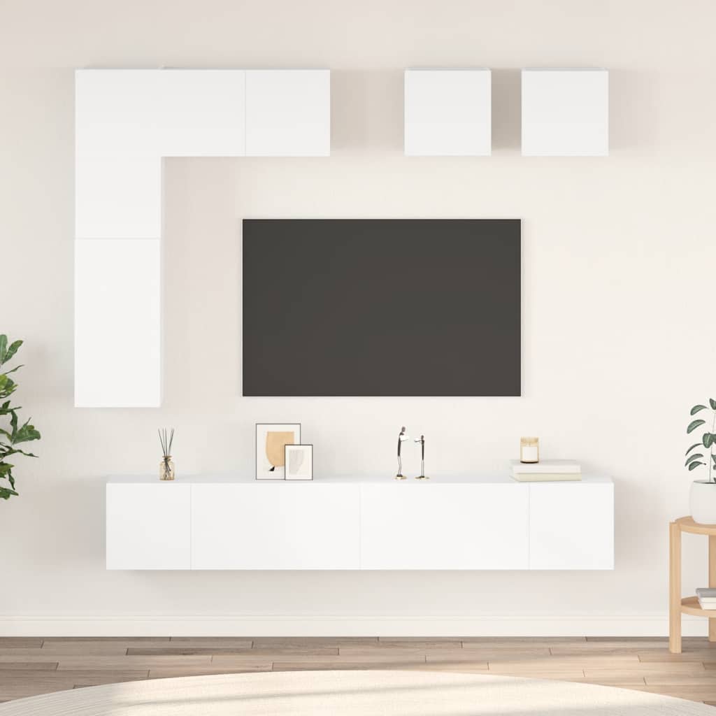 vidaXL Έπιπλα Τηλεόρασης Σετ 8 Τεμαχίων Λευκό από Επεξ. Ξύλο