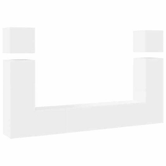 vidaXL Σετ Επίπλου Τηλεόρασης 8 Τεμαχίων Λευκό από Επεξεργασμένο Ξύλο
