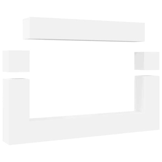 vidaXL Σετ Επίπλου Τηλεόρασης 8 Τεμαχίων Λευκό από Επεξεργασμένο Ξύλο