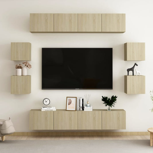 vidaXL Έπιπλα Τηλεόρασης Σετ 8 Τεμαχίων Sonoma Δρυς από Επεξ. Ξύλο