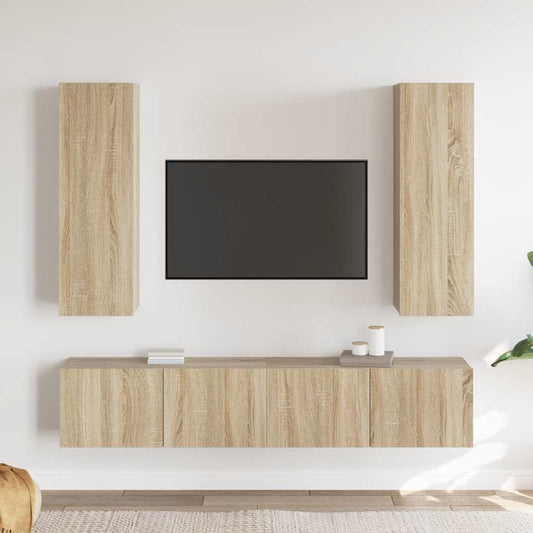 vidaXL Έπιπλο Τηλεόρασης 4 Τεμαχίων Sonoma Δρυς από Επεξ. Ξύλο